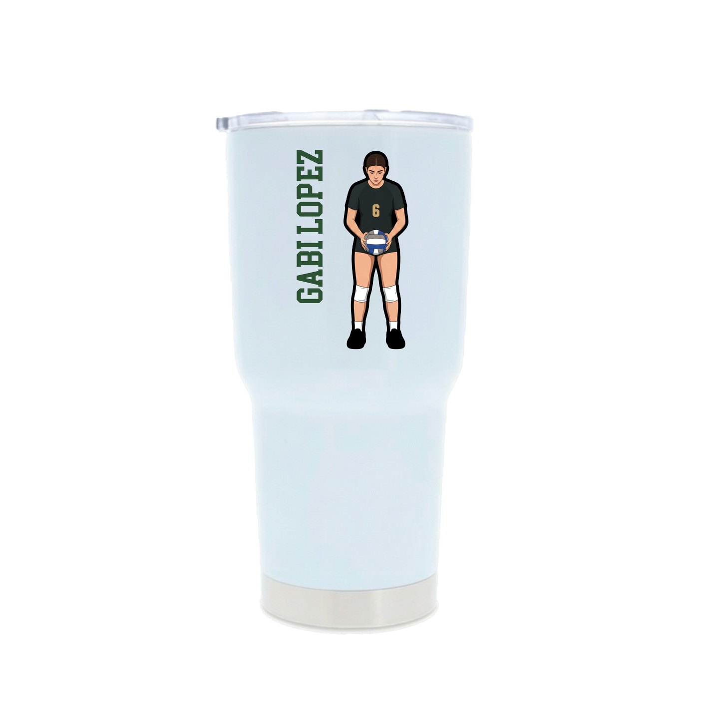 30oz Stainless Steel Tumbler — Name Vertical in White
