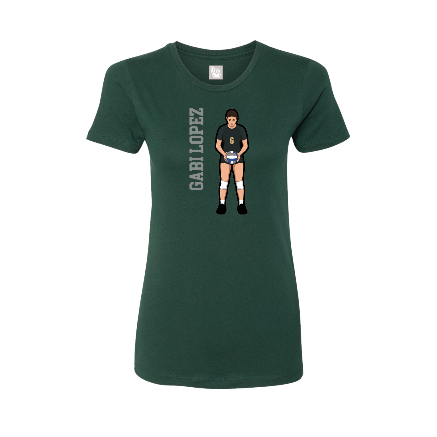 Womens Tee — Name Vertical in Green