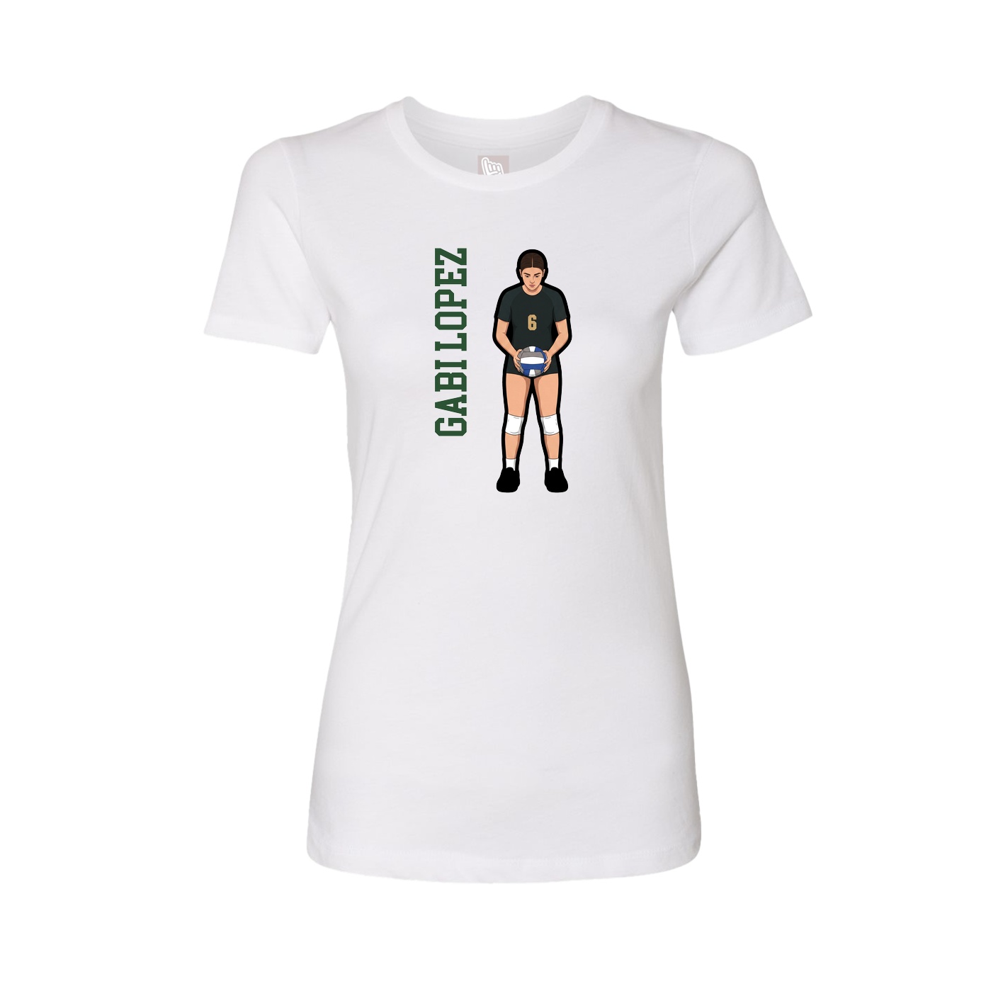 Womens Tee — Name Vertical in White