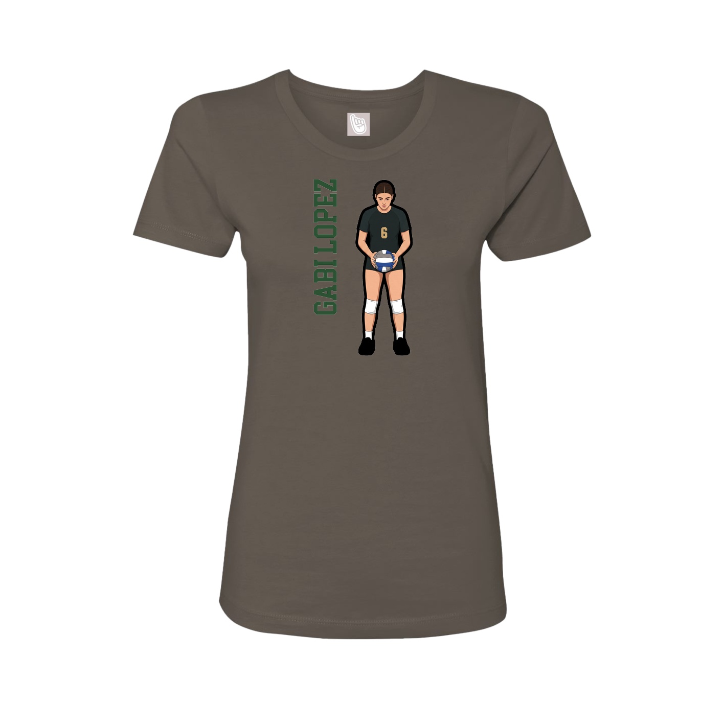 Fitted Women's Tee — Name Vertical in Grey