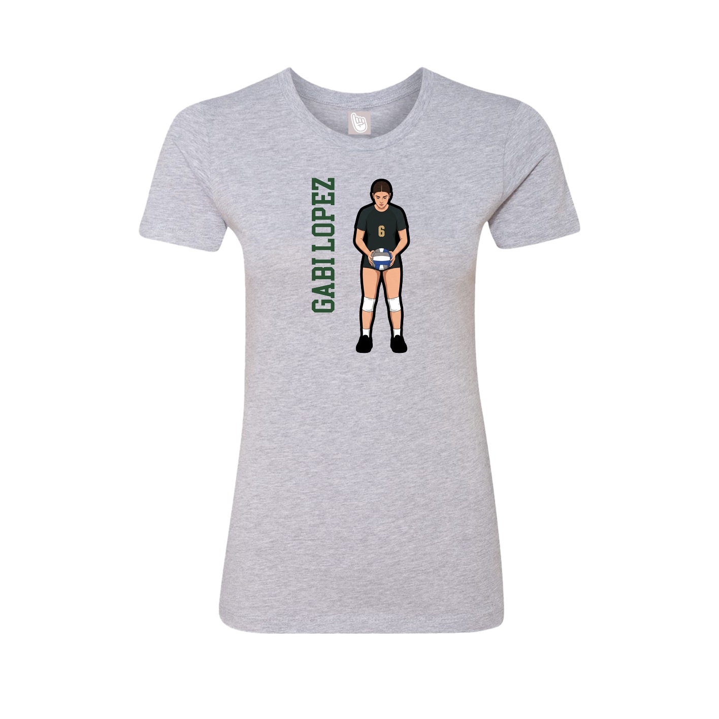 Womens Tee — Name Vertical in Grey