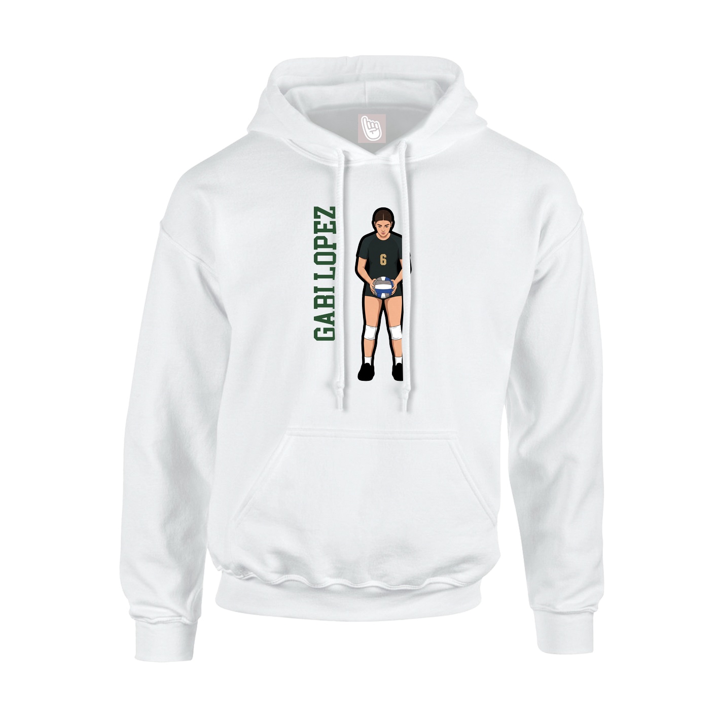 Youth Hoodie — Name Vertical in White