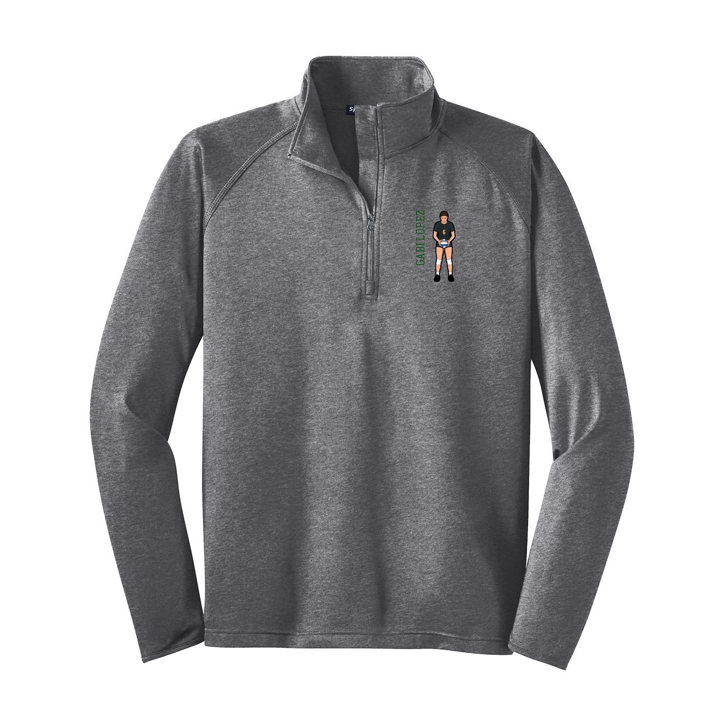 Q-Zip Pullover — Name Vertical in Grey