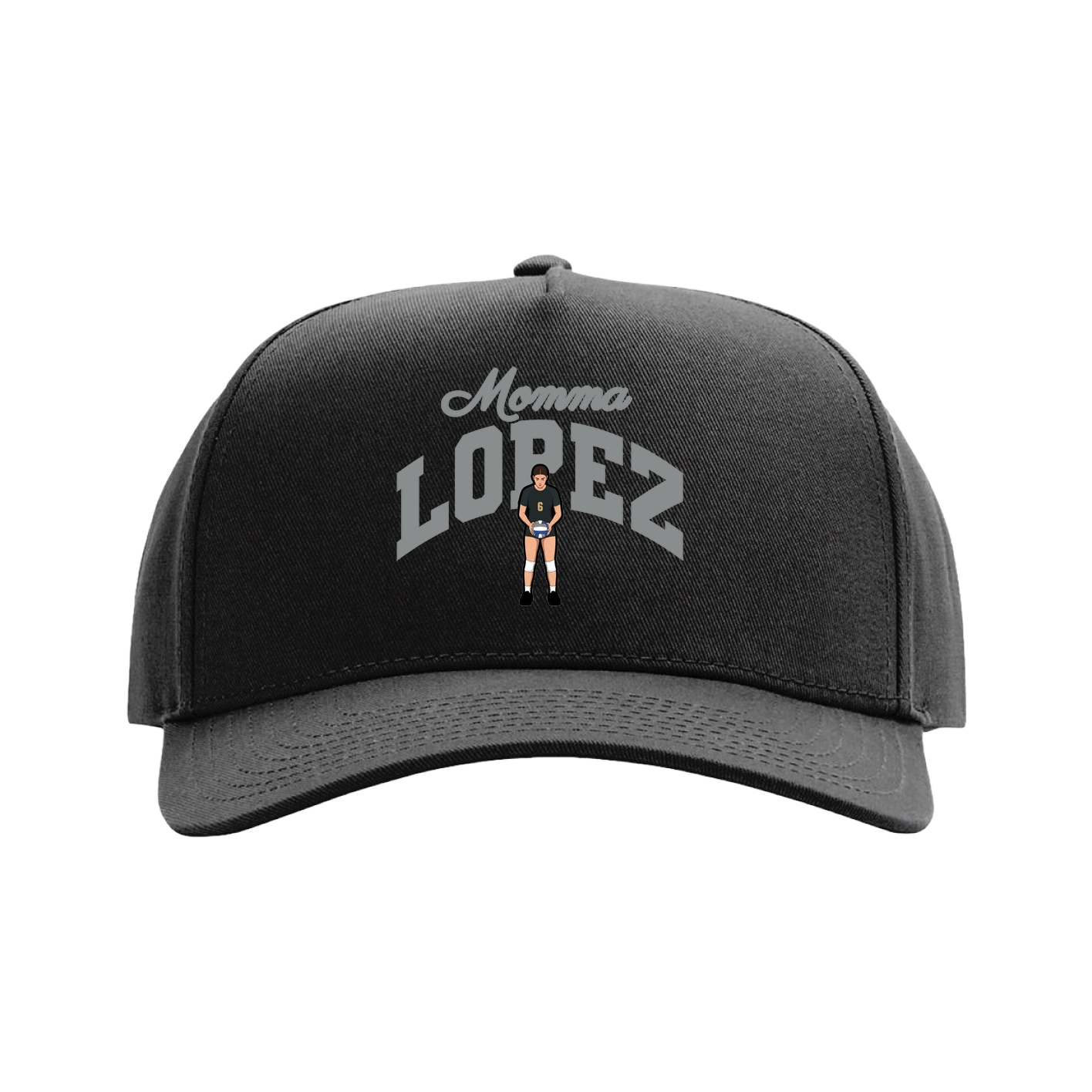 Full Fabric Five-Panel Champ Cap — Mothers Day Arch in Black