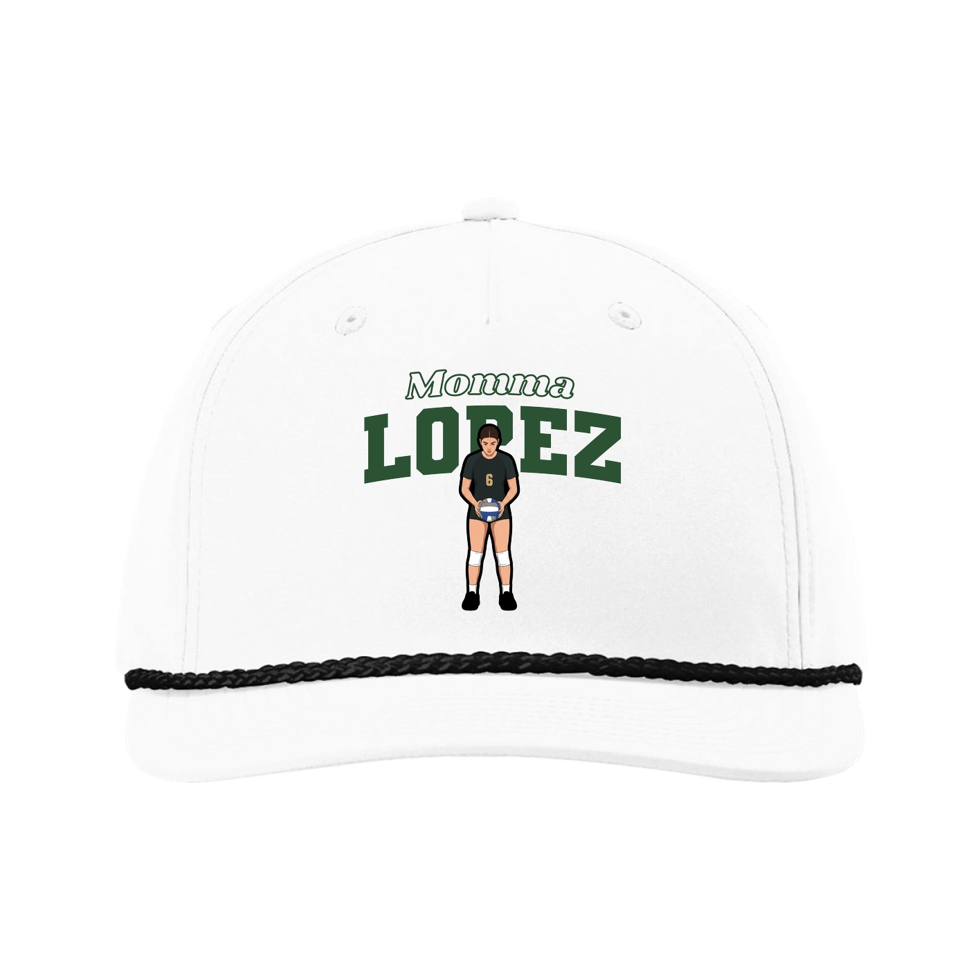 Five-Panel Classic Rope Cap — Mothers Day Block in White