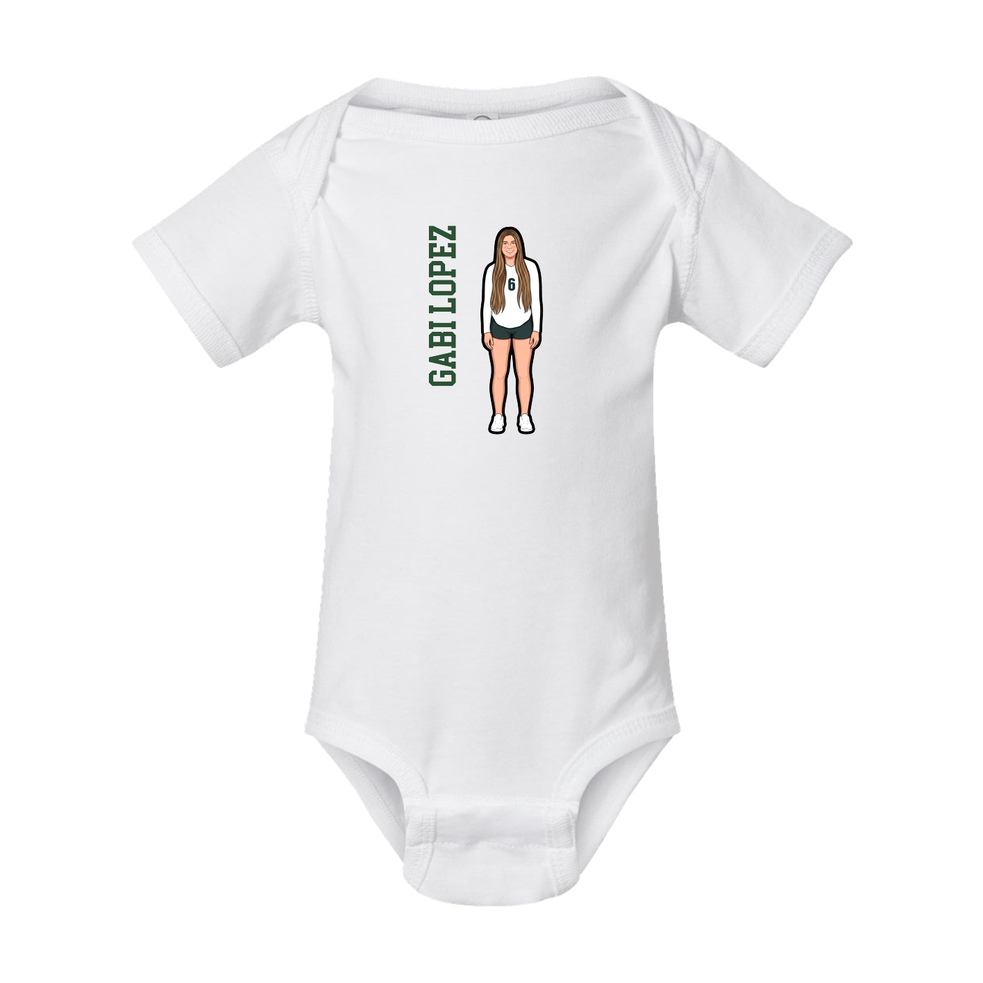Baby Onesie — Name Vertical in White