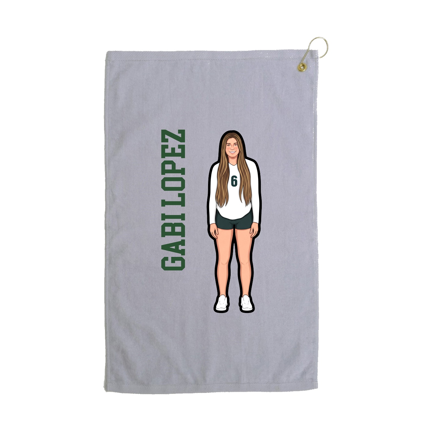 Golf Towel — Name Vertical in Grey
