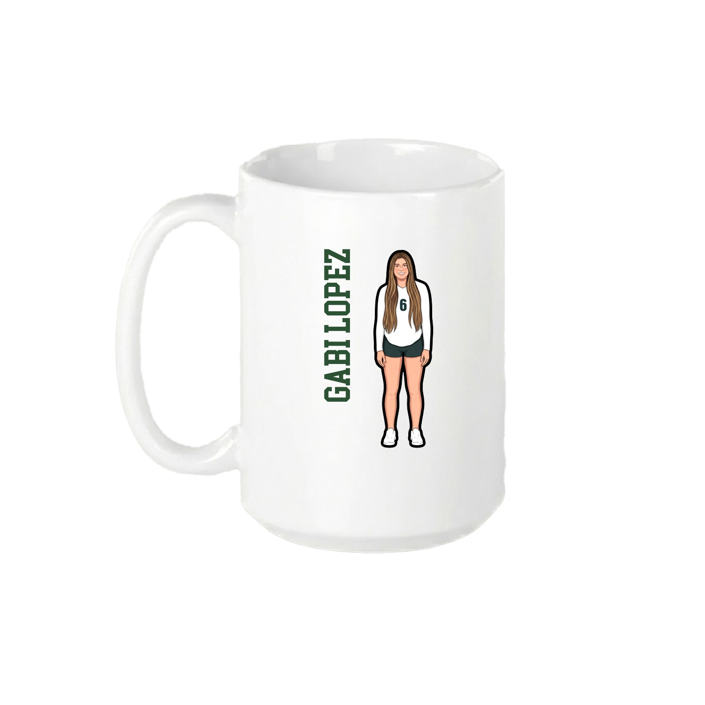 15oz Coffee Mug — Name Vertical in White