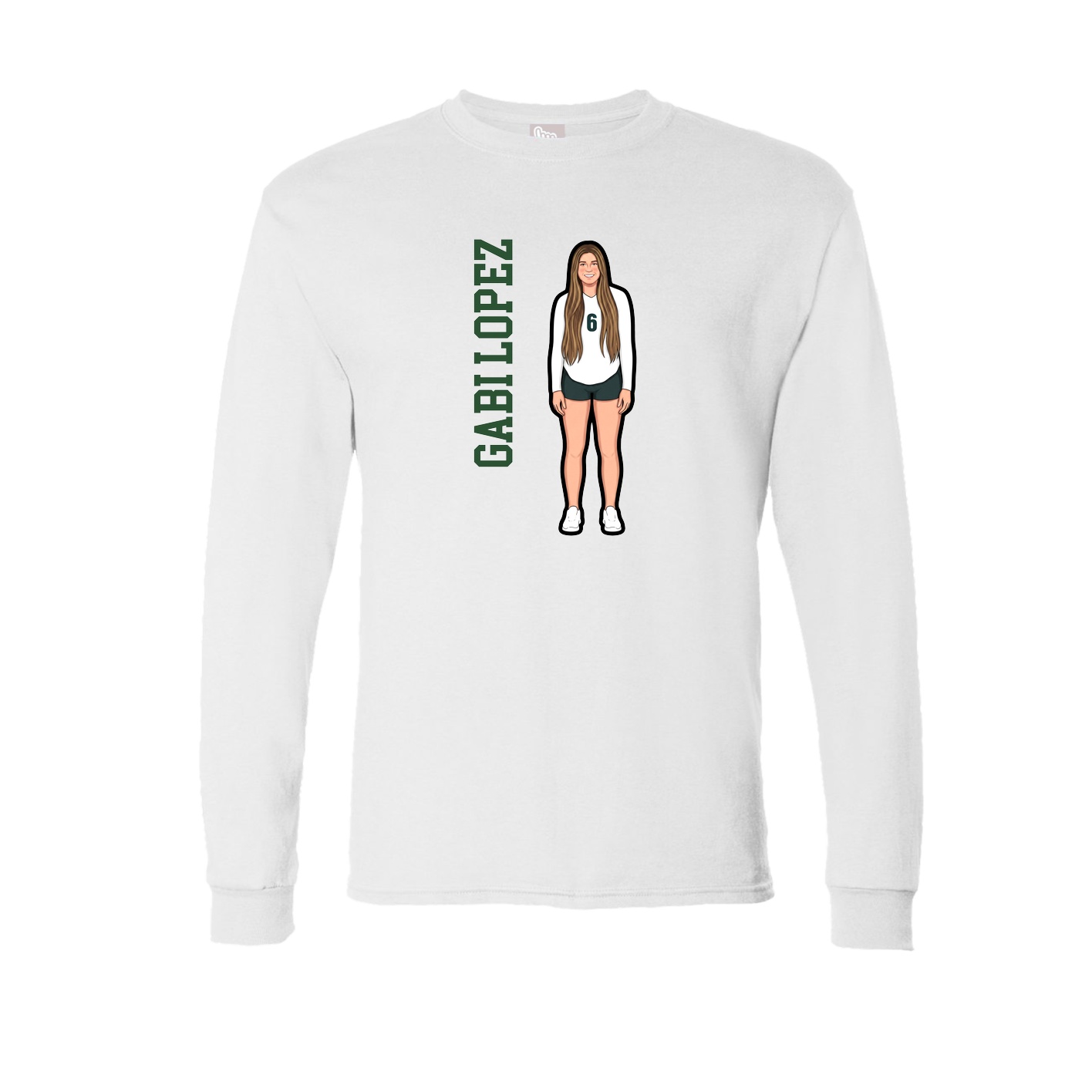 Long Sleeve Tee — Name Vertical in White