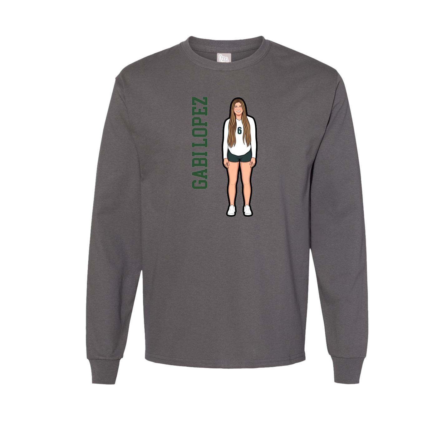 Long Sleeve Tee — Name Vertical in Grey