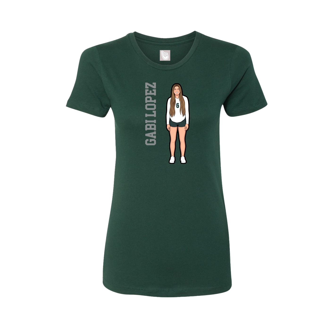 Womens Tee — Name Vertical in Green