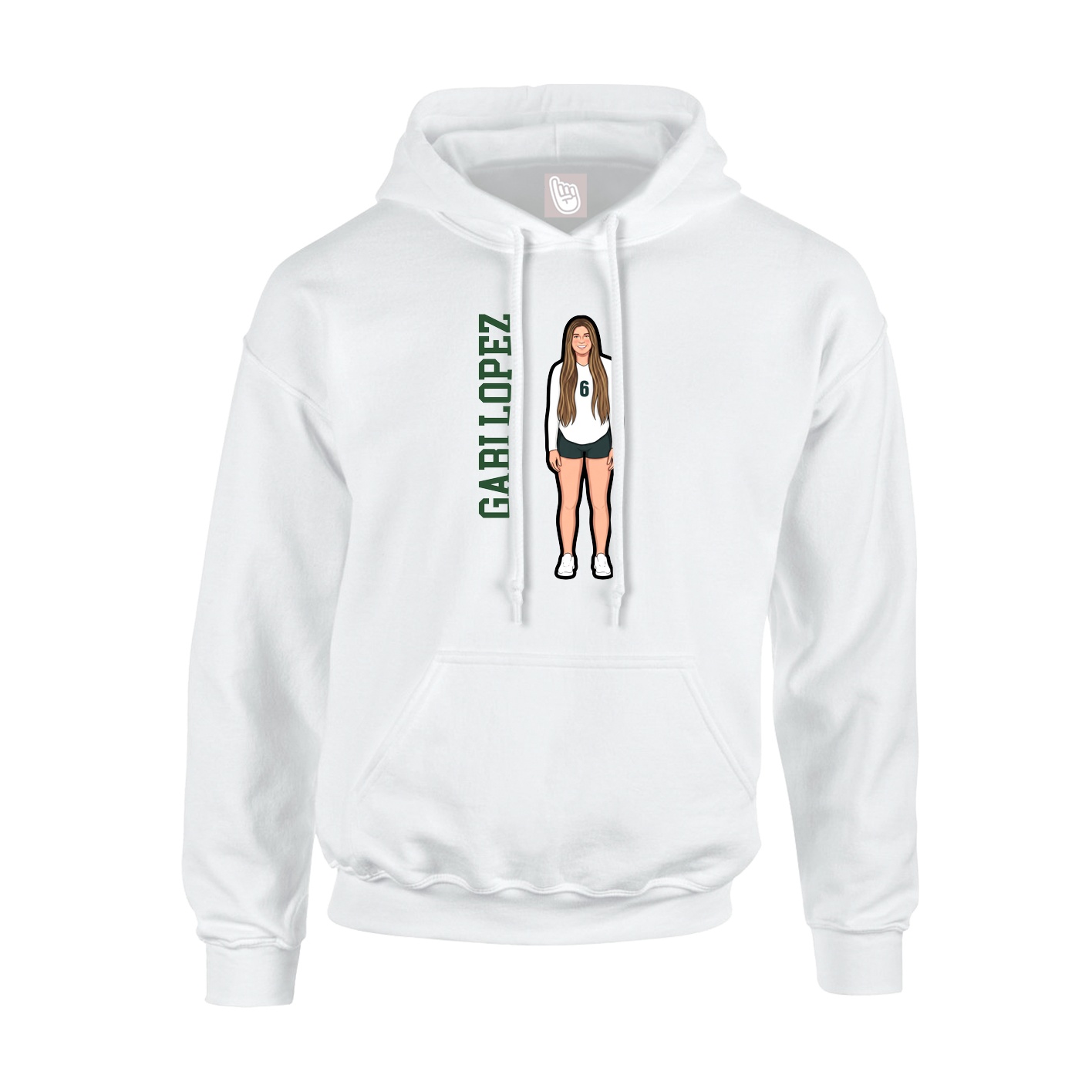 Youth Hoodie — Name Vertical in White