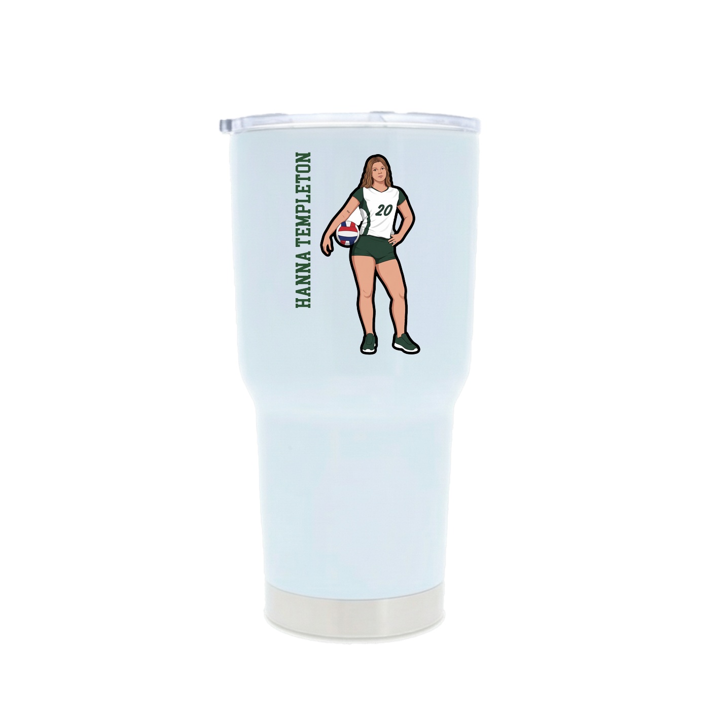 30oz Stainless Steel Tumbler — Name Vertical in White