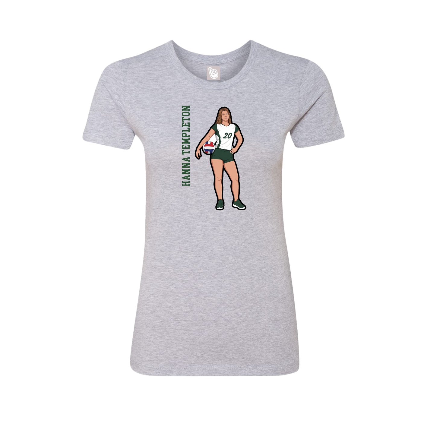 Fitted Women's Tee — Name Vertical in Grey