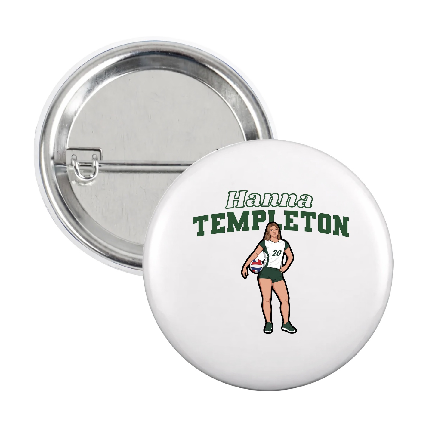 Game Day Button — Name Arch in White