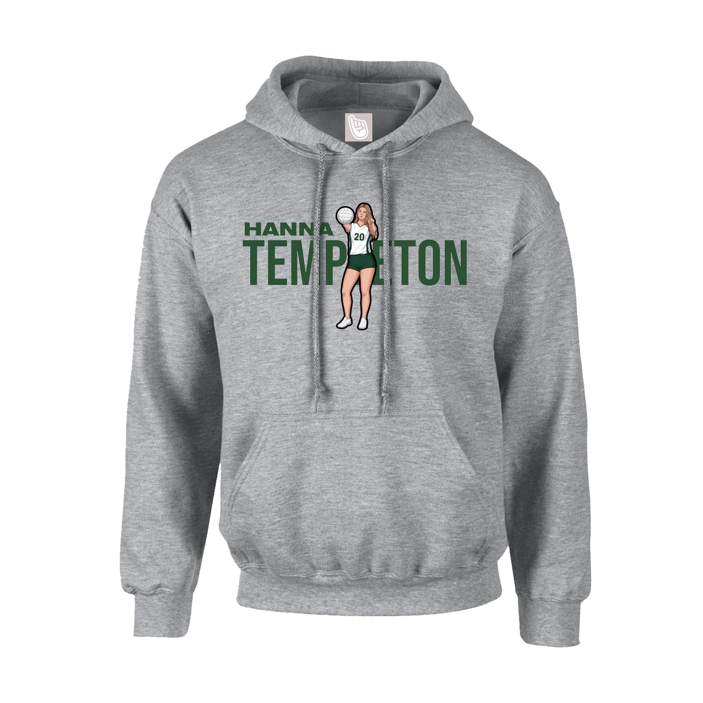 Hoodie — Player Name in Grey