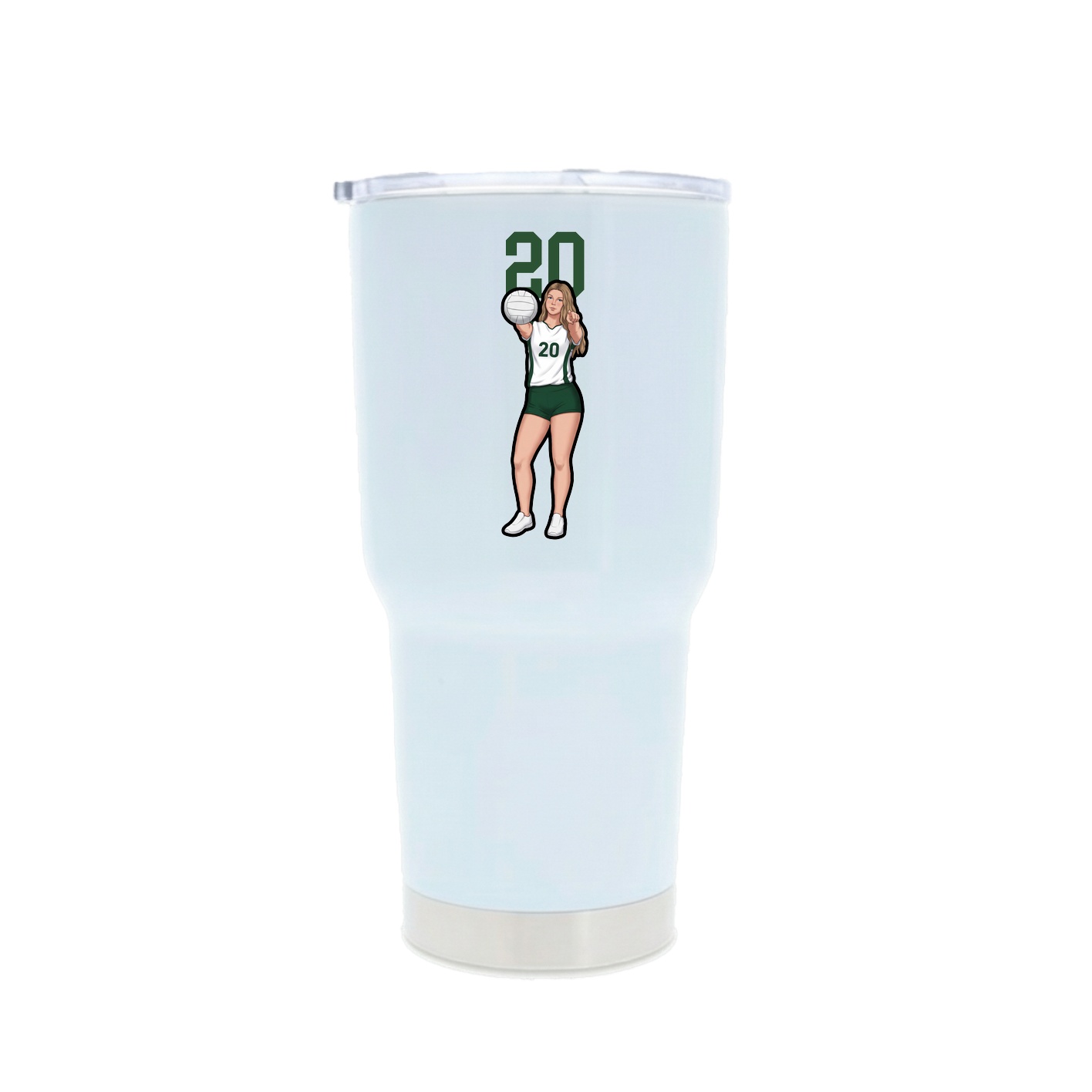 30oz Stainless Steel Tumbler — Number Top in White
