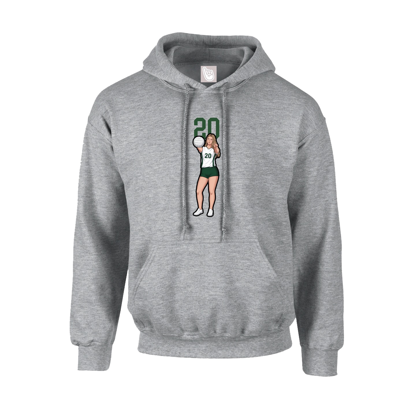 Youth Hoodie — Number Top in Grey
