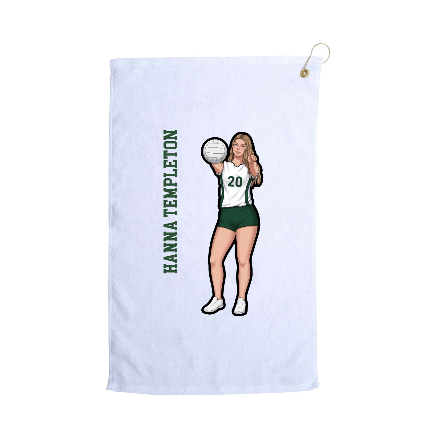 Golf Towel — Name Vertical in White