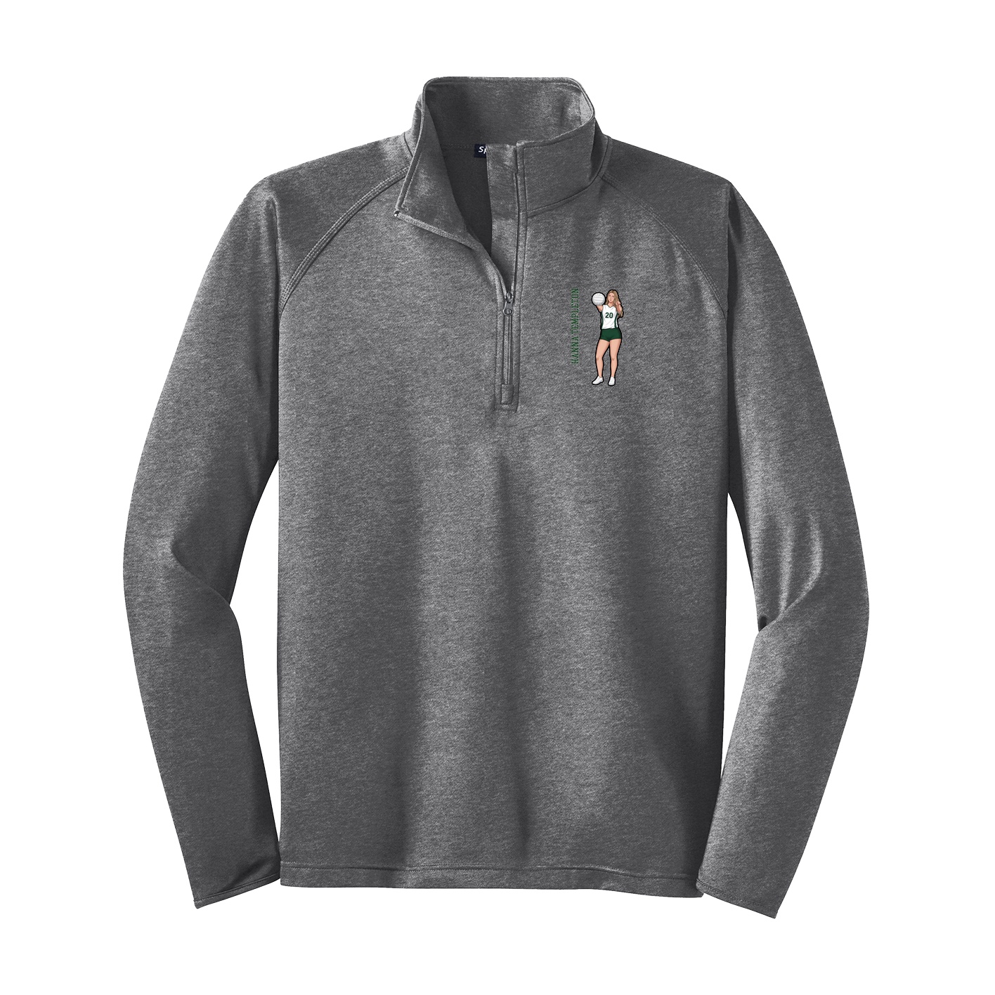 Q-Zip Pullover — Name Vertical in Grey