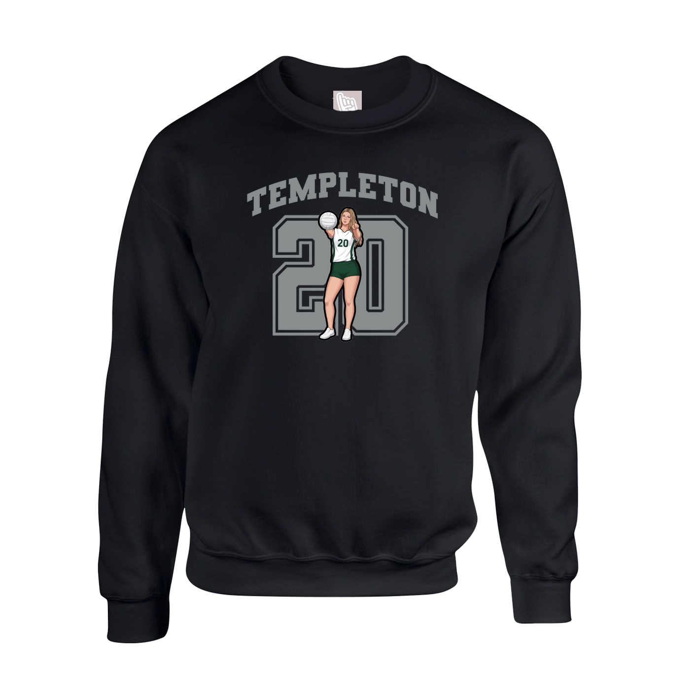 Fleece Crew — Number in Black