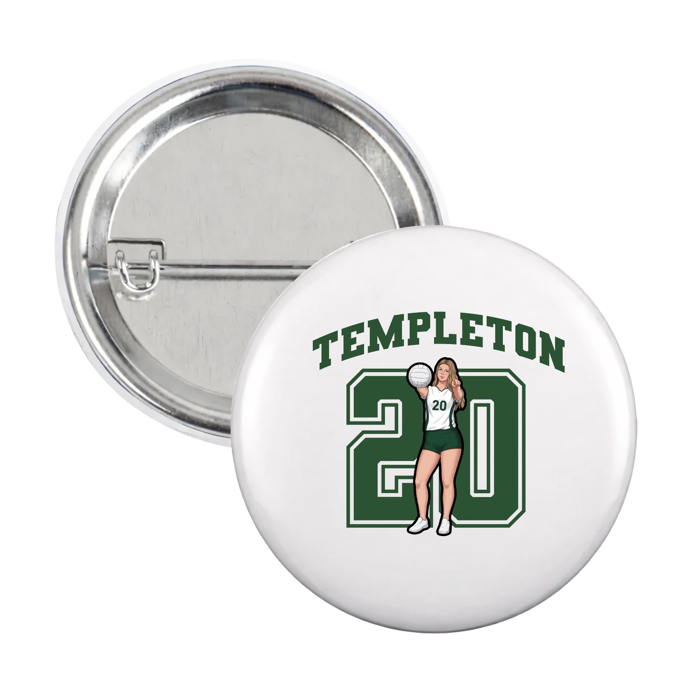 Game Day Button — Number in White