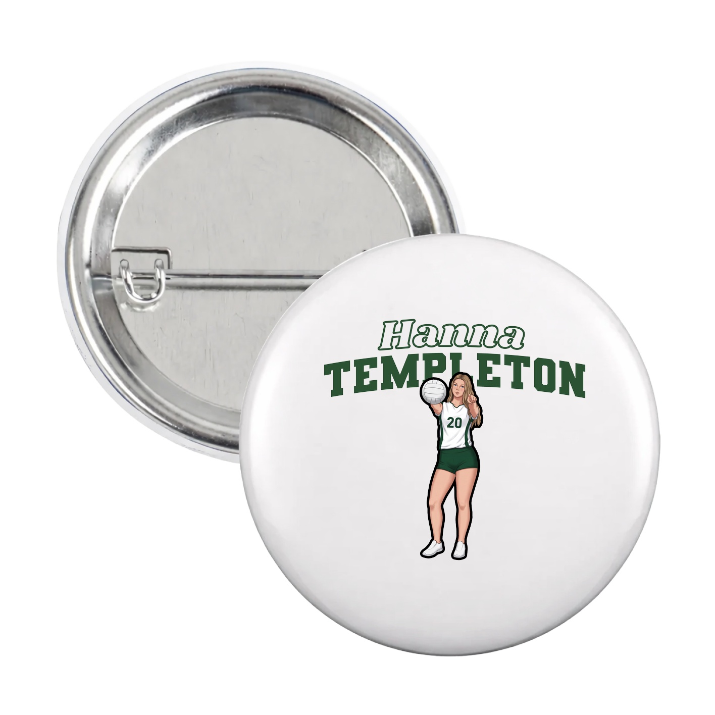 Game Day Button — Name Arch in White
