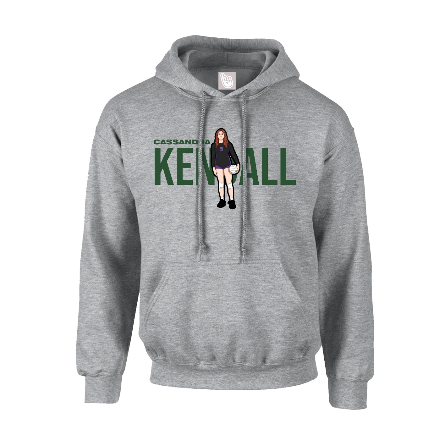 Hoodie — Player Name in Grey