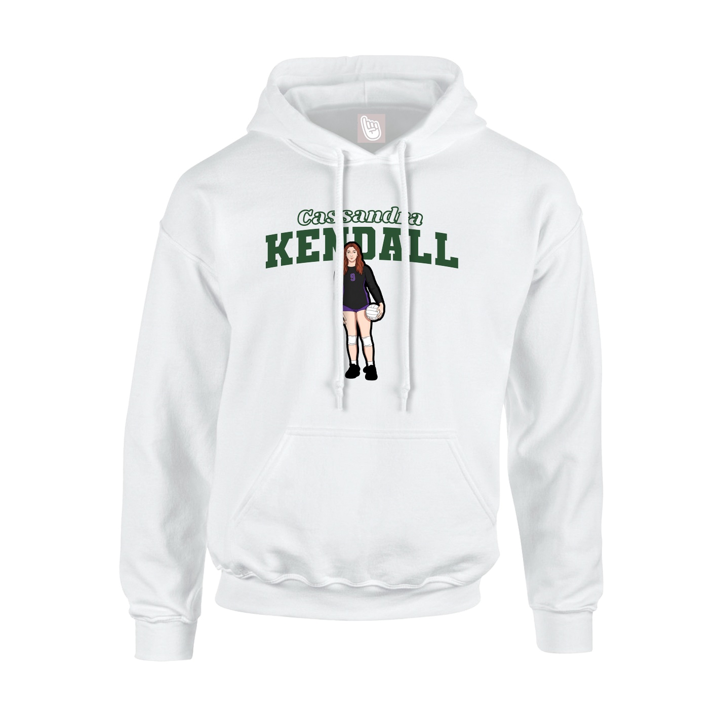 Youth Hoodie — Name Arch in White
