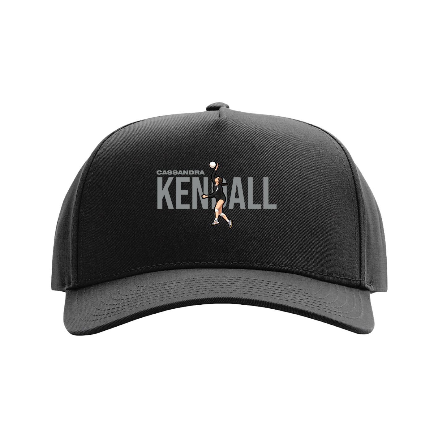 Full Fabric Five-Panel Champ Cap — Player Name in Black