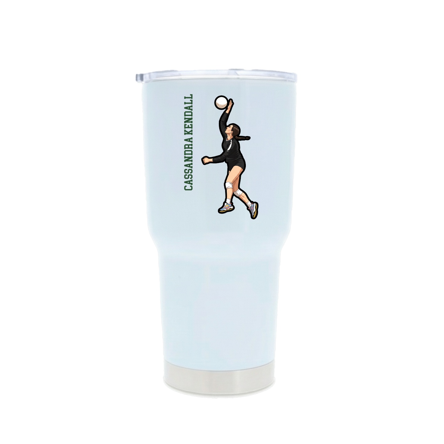 30oz Stainless Steel Tumbler — Name Vertical in White