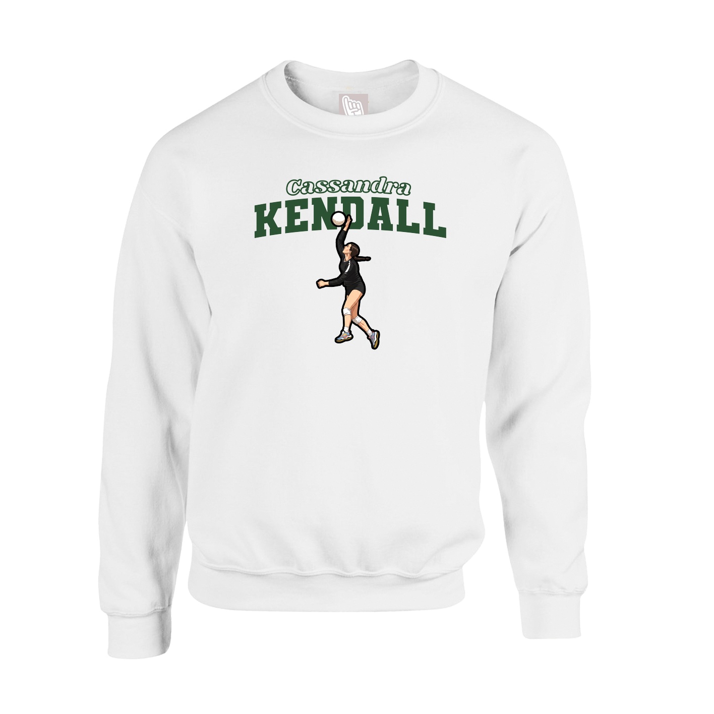 Fleece Crew — Name Arch in White