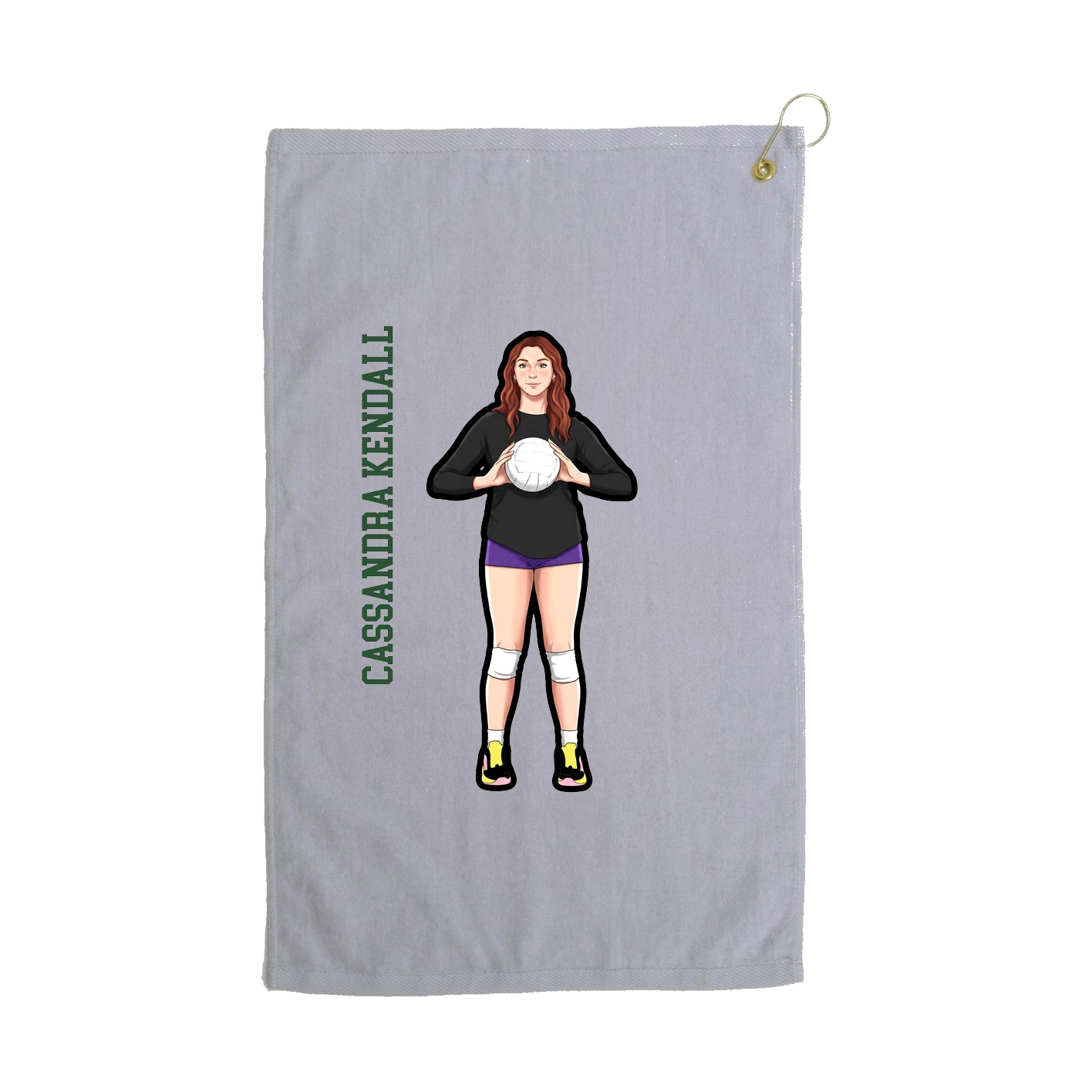 Golf Towel — Name Vertical in Grey