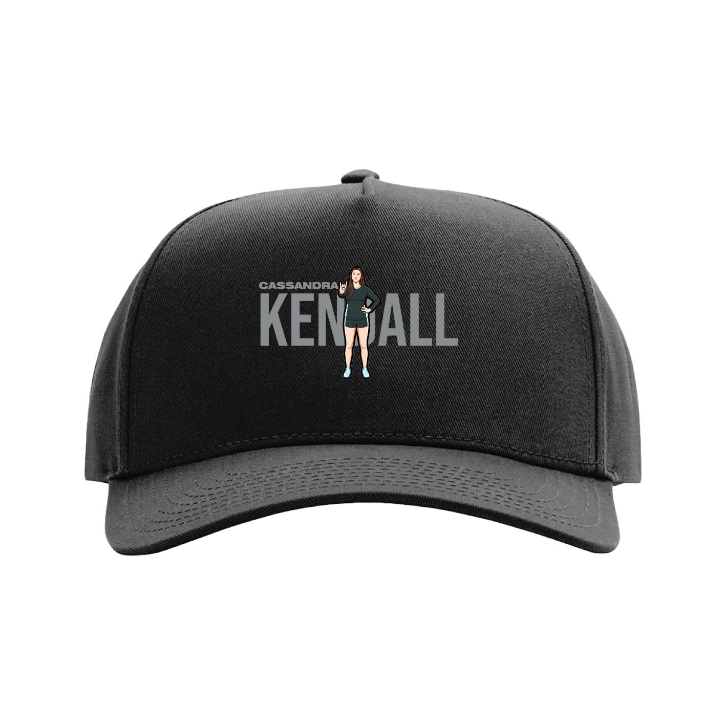 Full Fabric Five-Panel Champ Cap — Player Name in Black