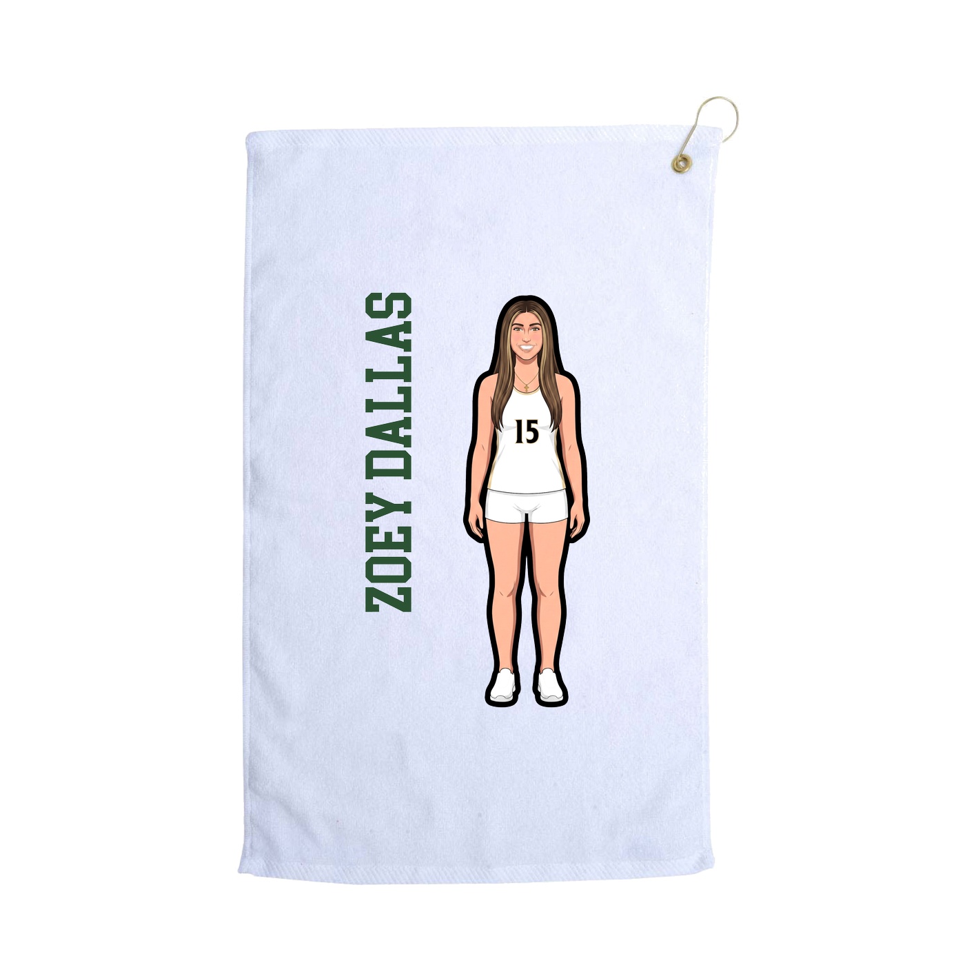 Golf Towel — Name Vertical in White