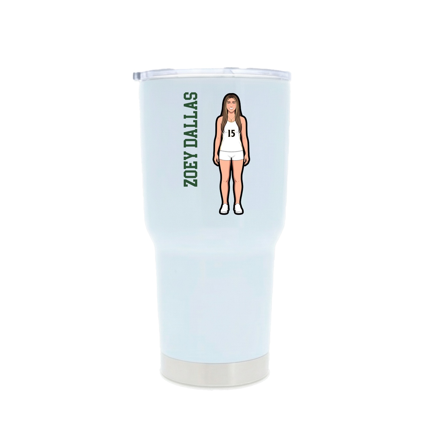 30oz Stainless Steel Tumbler — Name Vertical in White