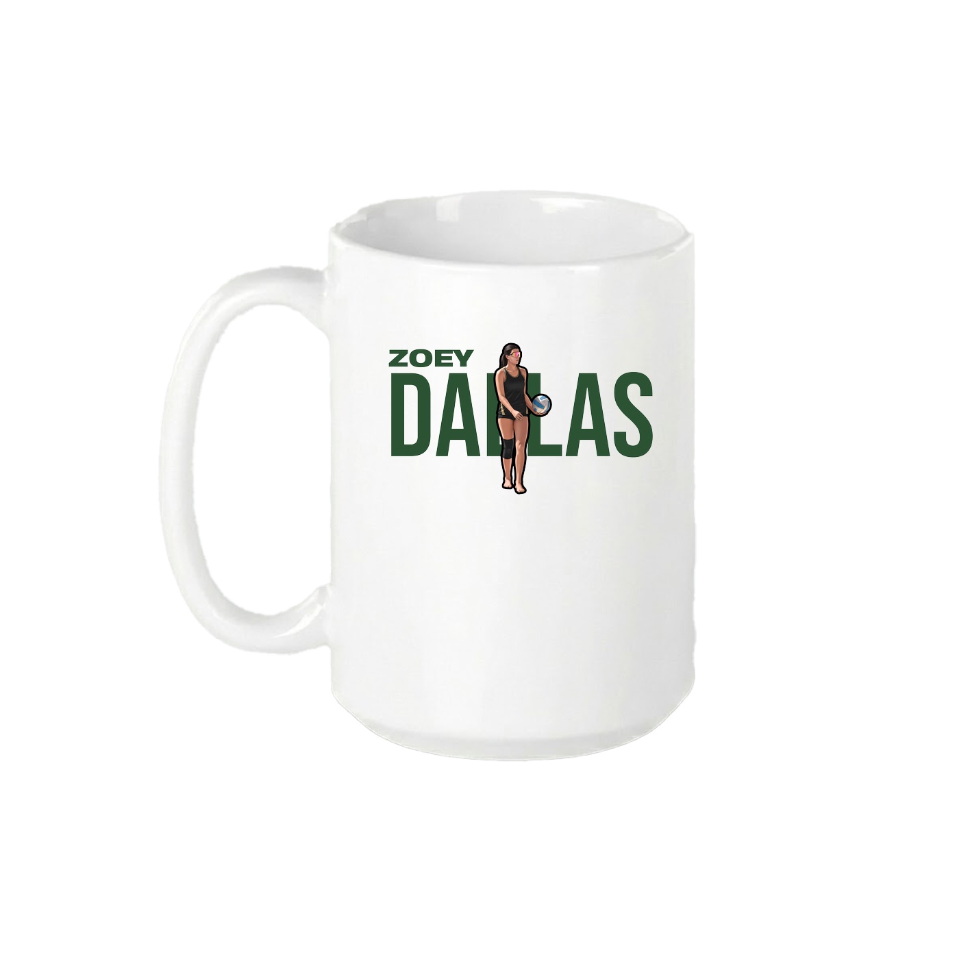 15oz Coffee Mug — Player Name in White