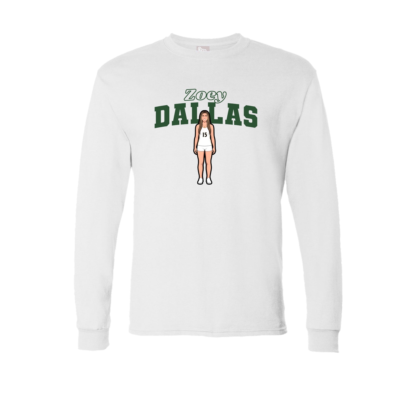 Long Sleeve Tee — Name Arch in White