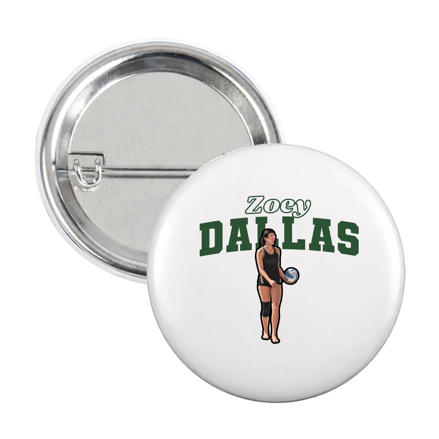 Game Day Button — Name Arch in White