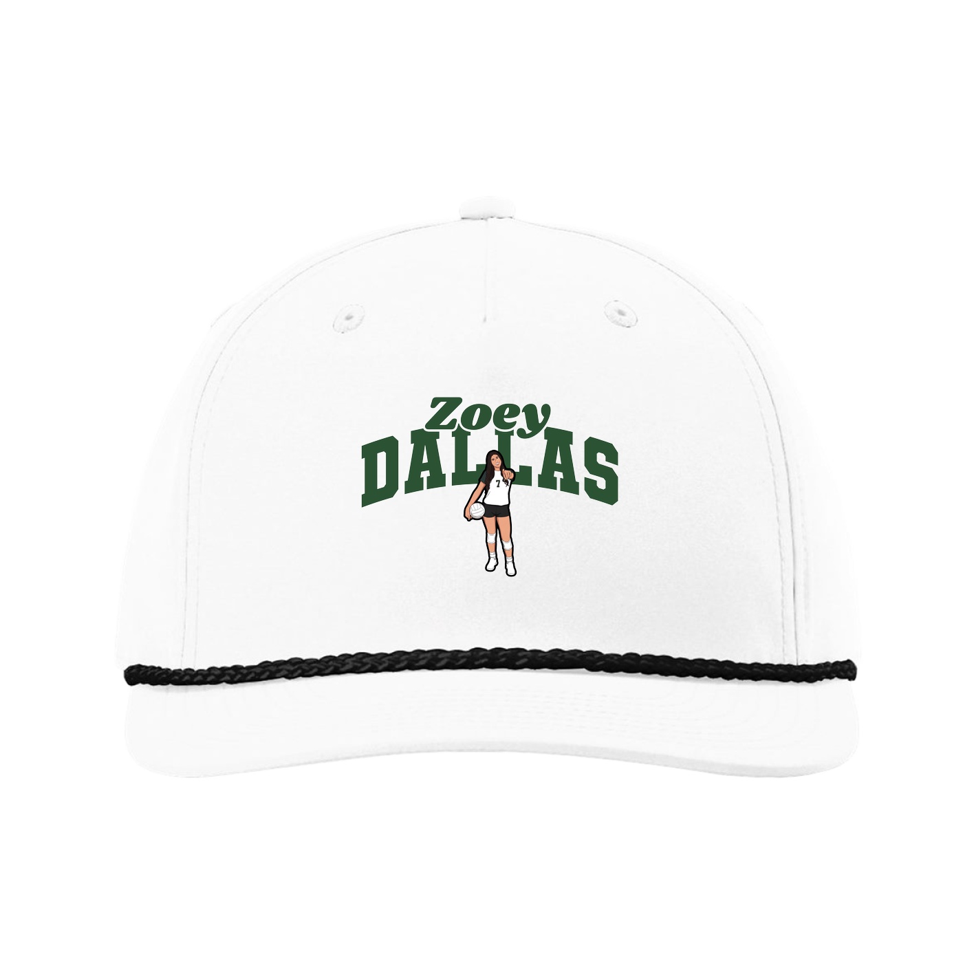 Five-Panel Classic Rope Cap — Signature Arch in White