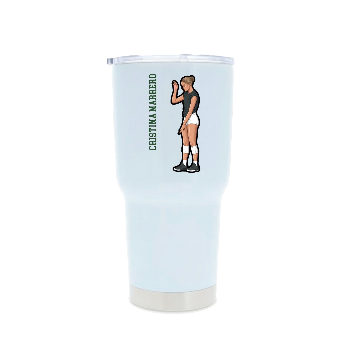 30oz Stainless Steel Tumbler — Name Vertical in White