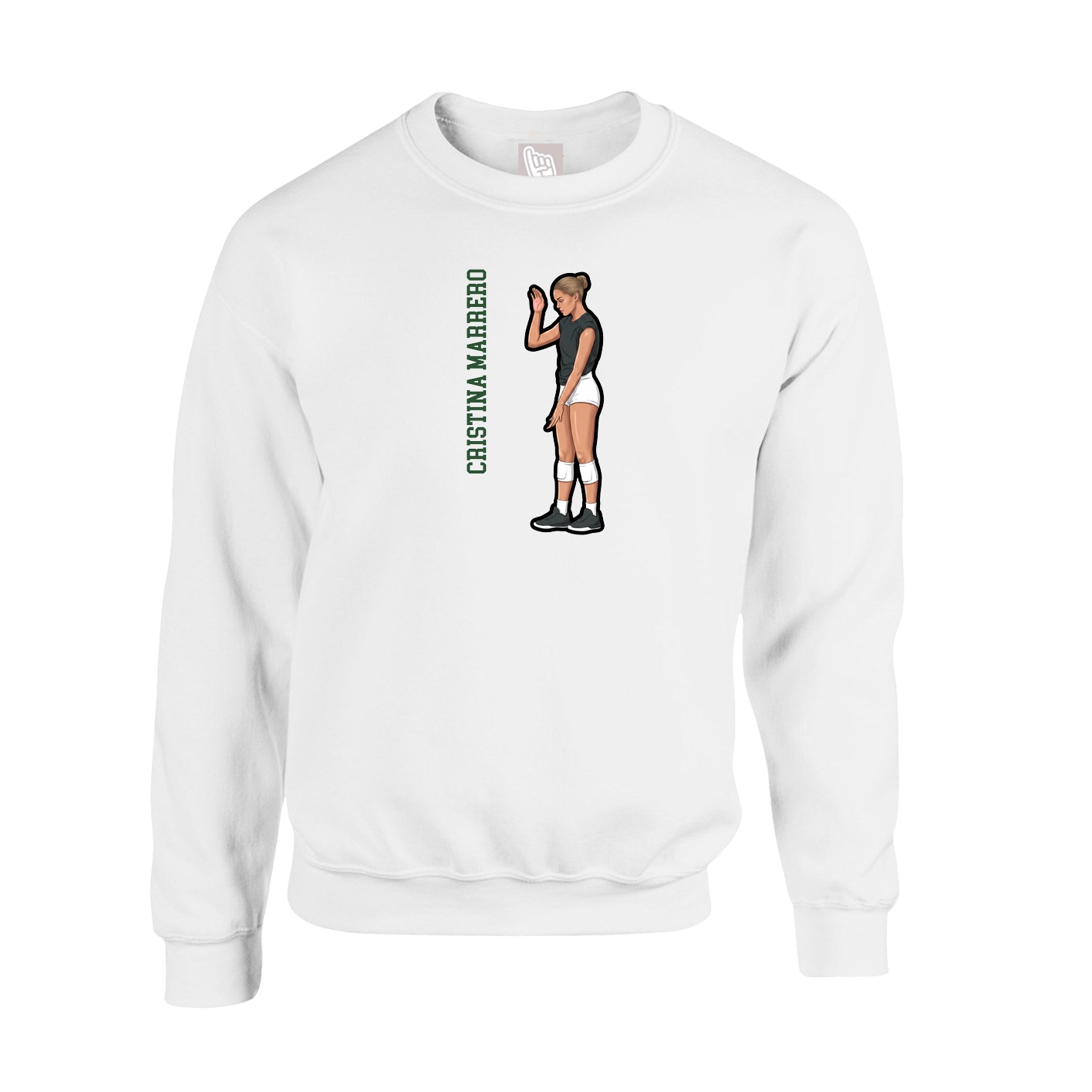 Fleece Crew — Name Vertical in White