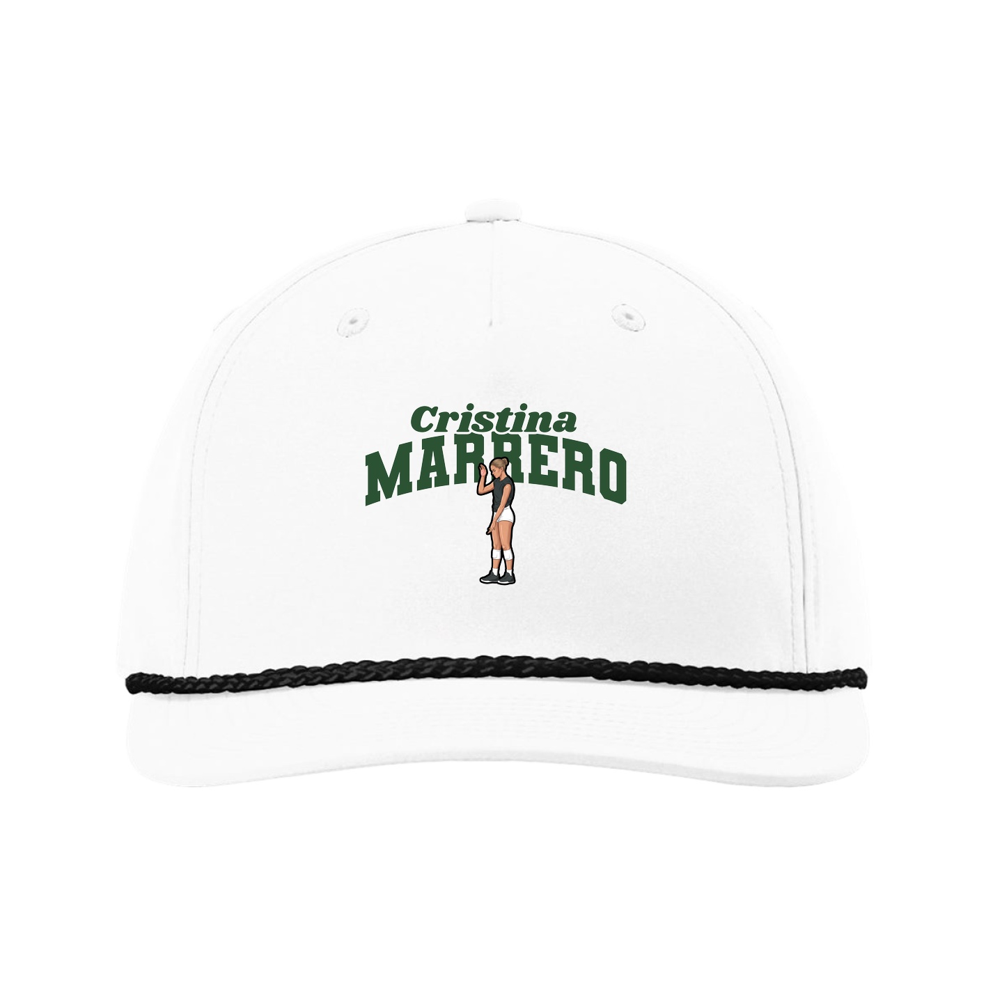 Five-Panel Classic Rope Cap — Signature Arch in White