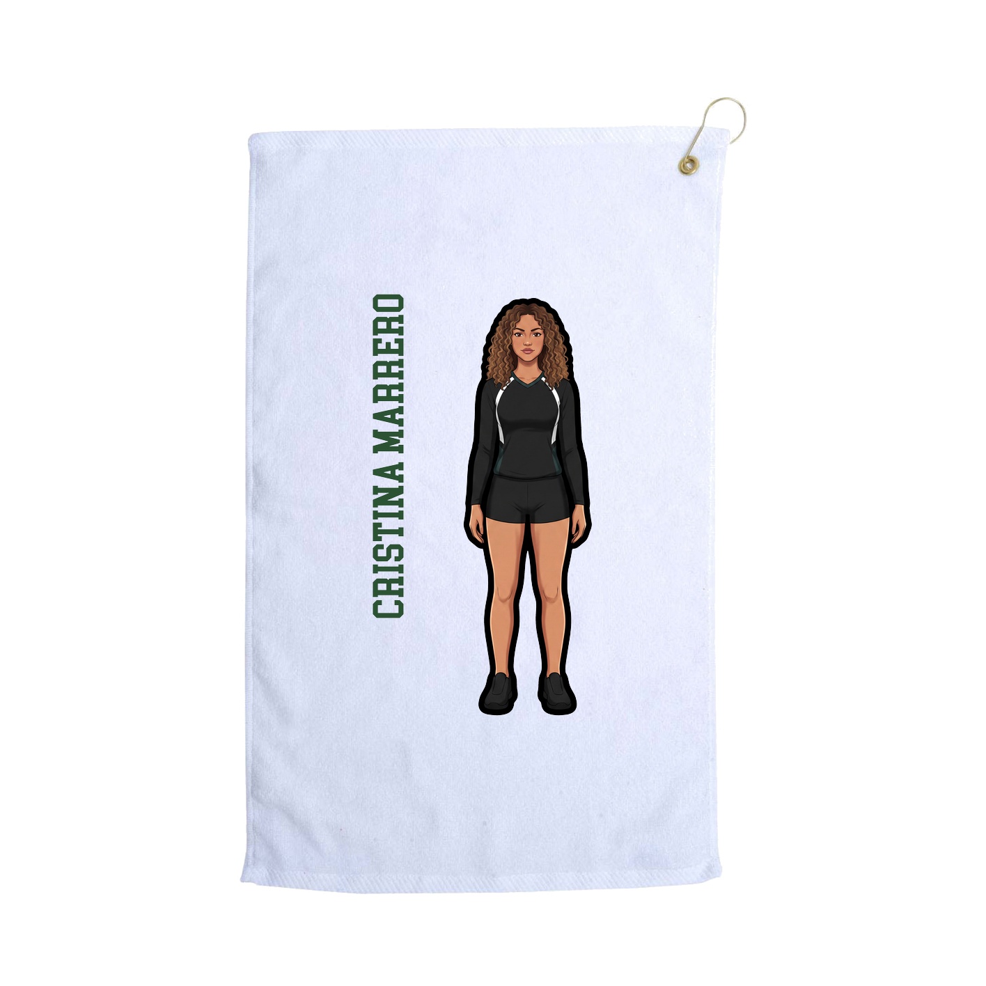 Golf Towel — Name Vertical in White