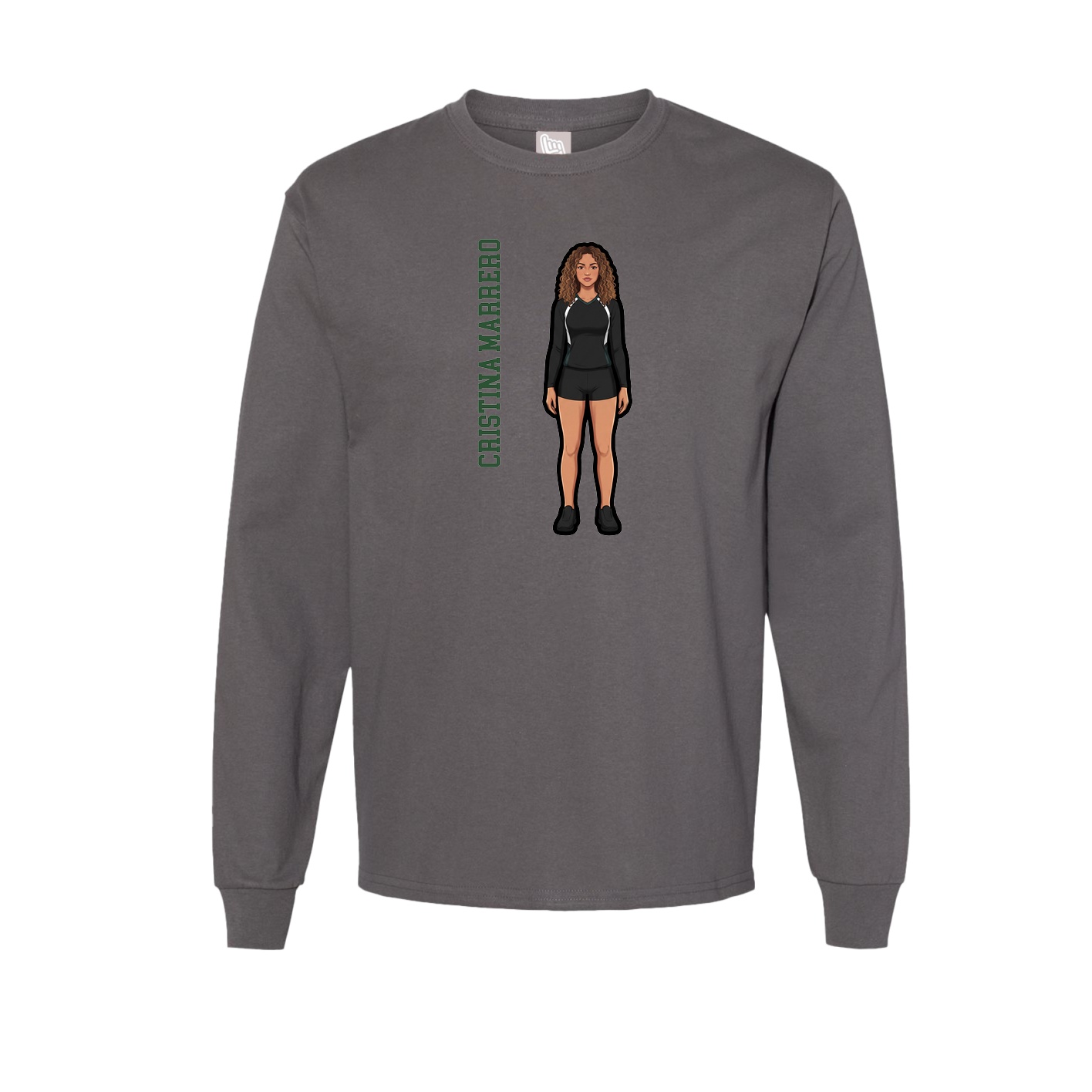 Long Sleeve Tee — Name Vertical in Grey