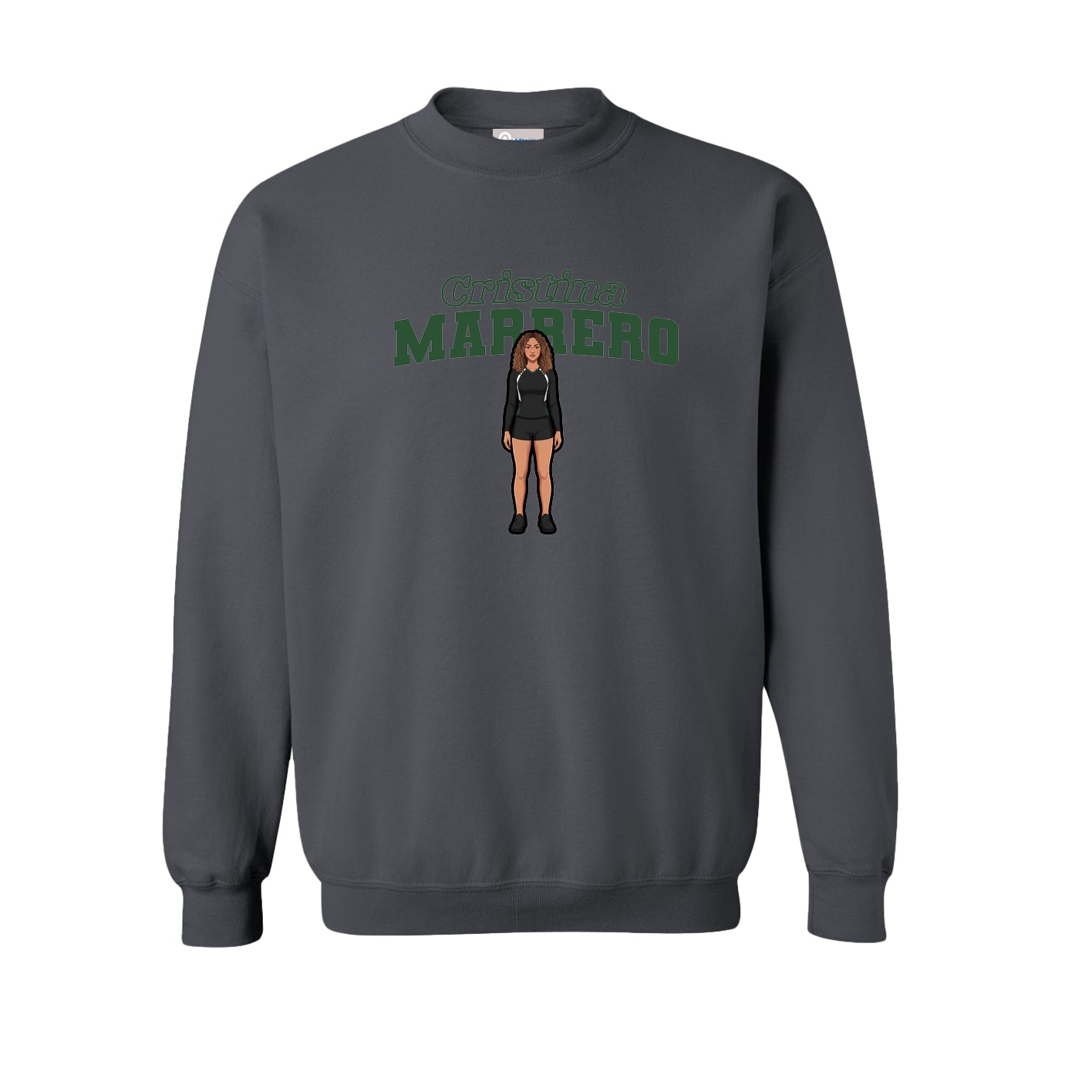 Fleece Crew — Name Arch in Grey