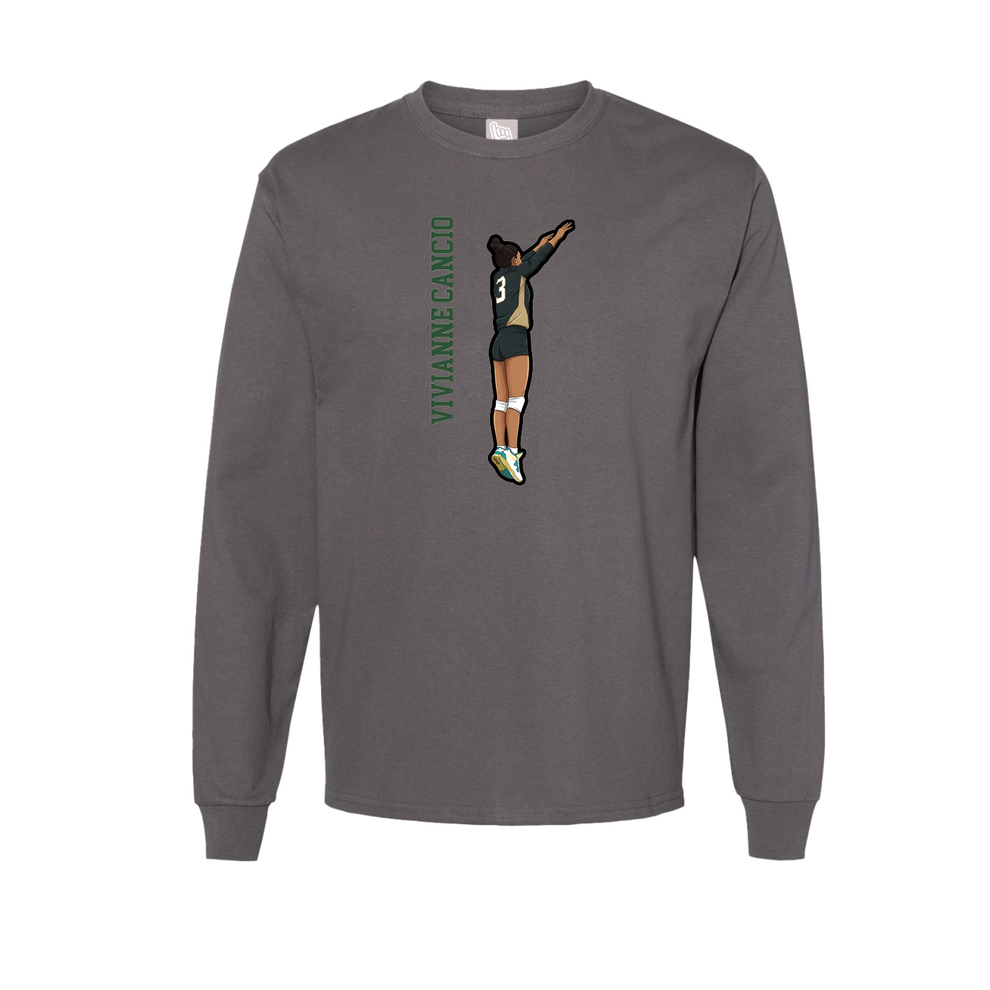 Long Sleeve Tee — Name Vertical in Grey
