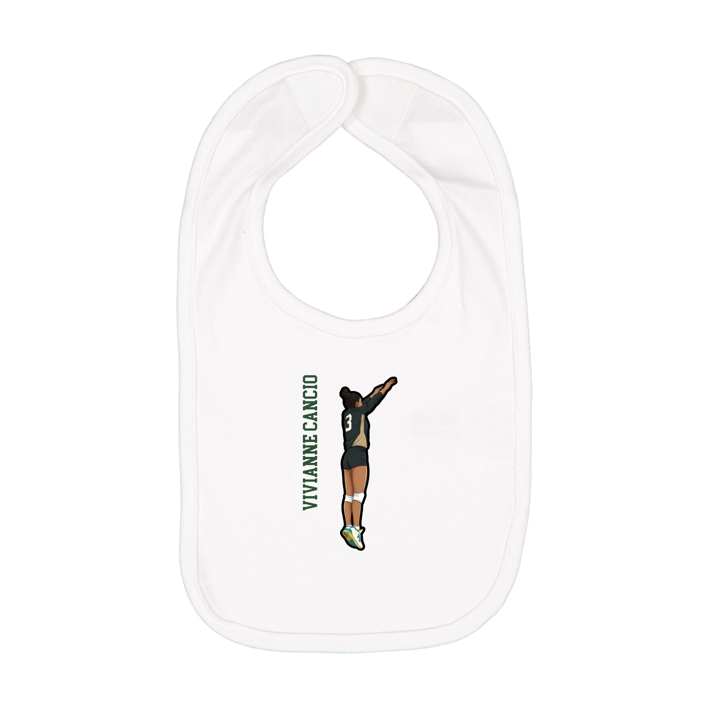 Infant Bib — Name Vertical in White