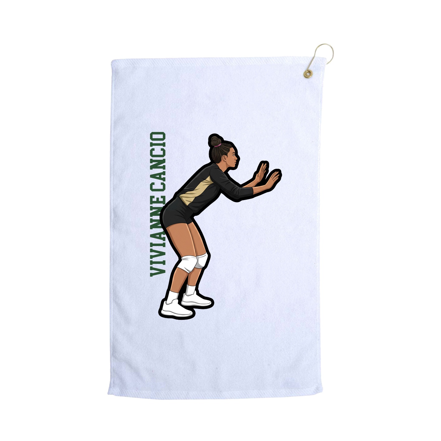 Golf Towel — Name Vertical in White