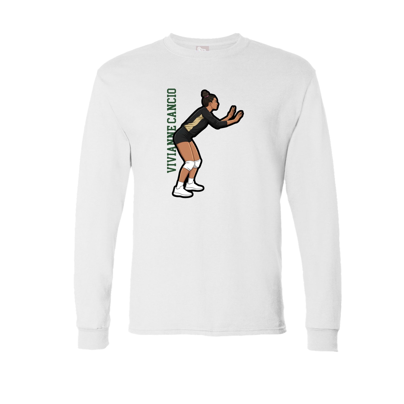 Long Sleeve Tee — Name Vertical in White